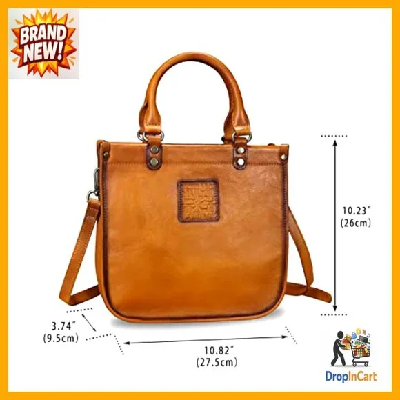 Genuine Leather Satchel Tote Shoulder Crossbody Bag Vintage Retro Chic